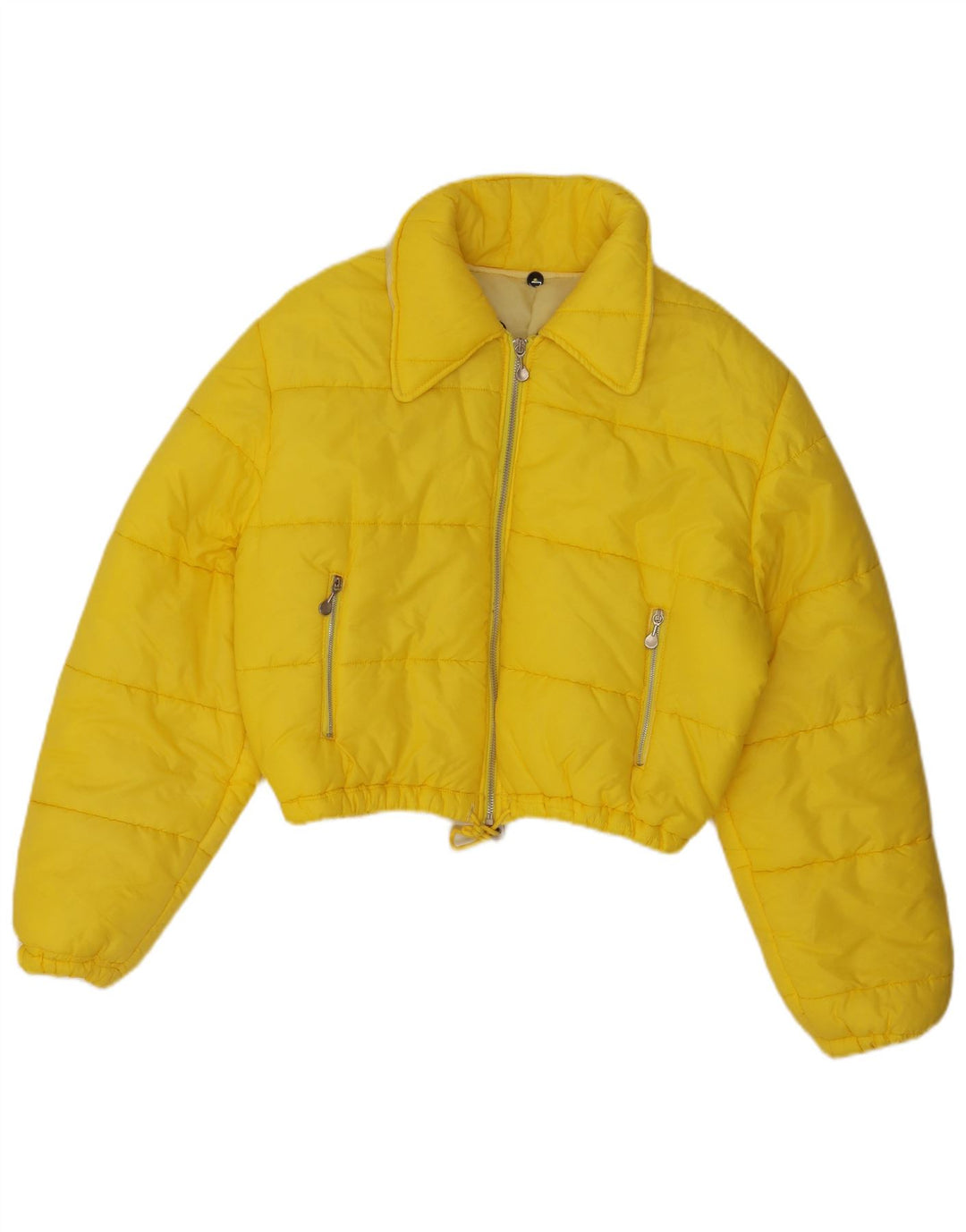 Giacca imbottita corta da donna vintage UK 14 giallo medio