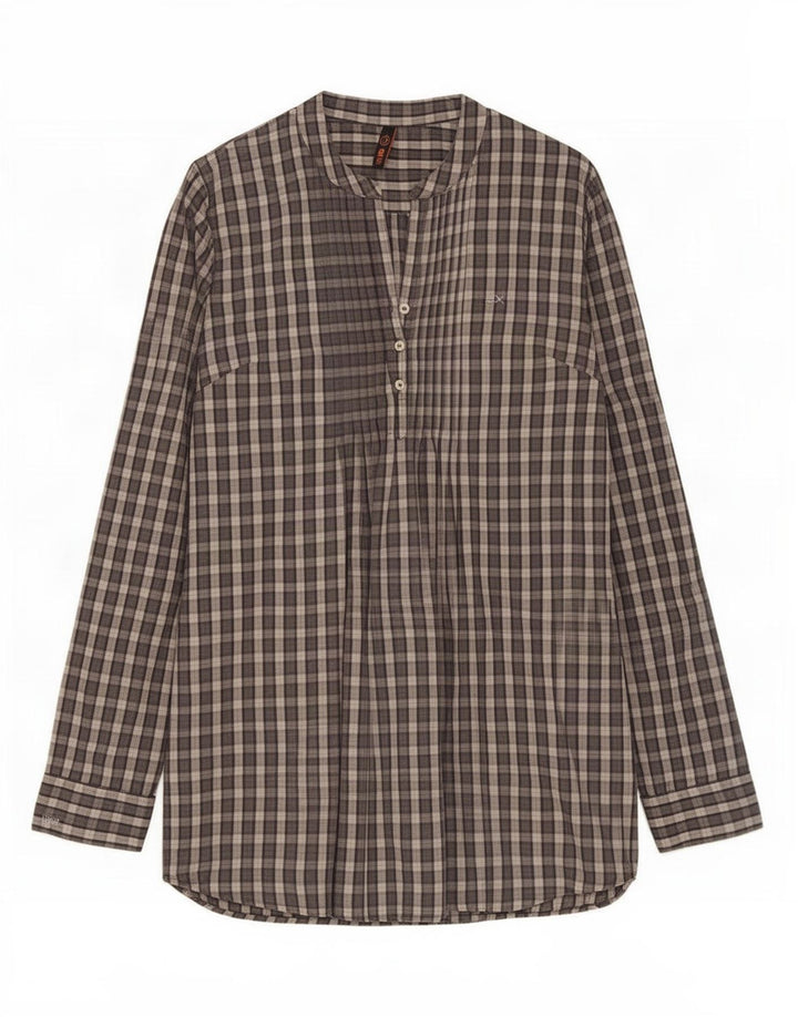 Camicia pullover da donna Sun68 UK 10 piccolo cotone a quadri grigio