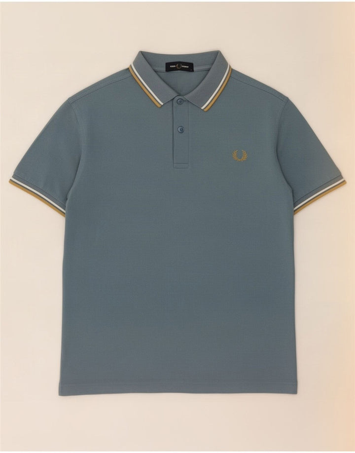 Polo da uomo Fred Perry in cotone a righe blu medio