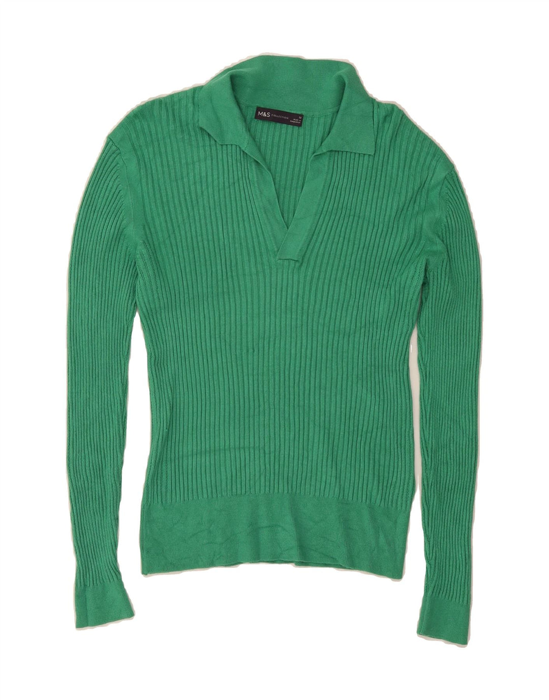 MARKS & SPENCER Womens Polo Neck Jumper Sweater UK 12 Medium  Green Vintage Marks & Spencer and Second-Hand Marks & Spencer from Messina Hembry 