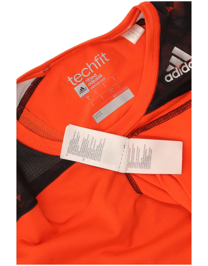 T-shirt Adidas da uomo Tech Fit Top Small arancione Colourblock in poliestere