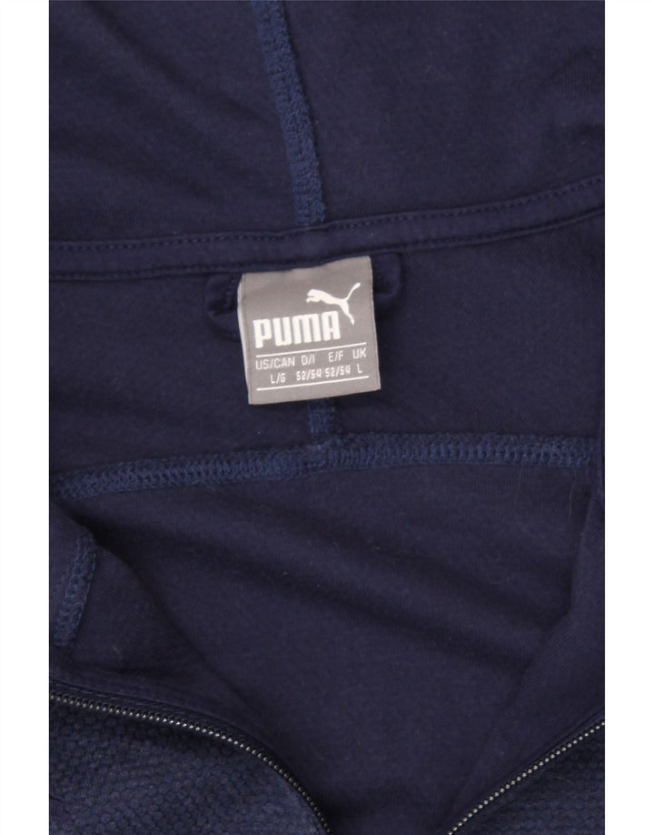 PUMA Felpa con cappuccio e zip da uomo di grandi dimensioni in cotone blu navy