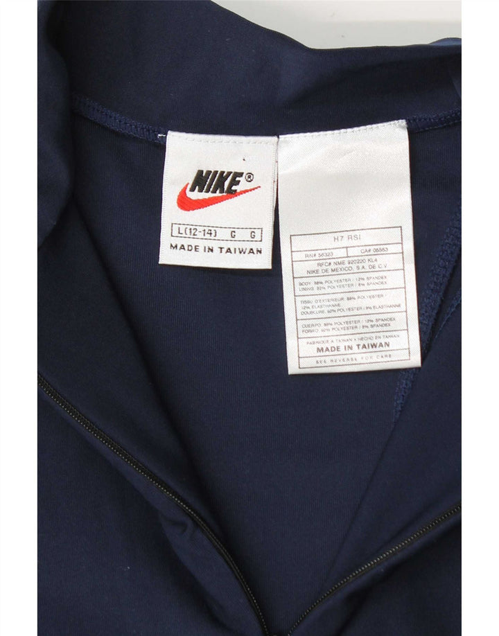 Top della tuta da ginnastica Nike per ragazze con zip e collo, 12-13 anni, grande, blu navy