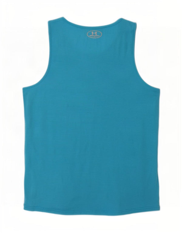 Under Armour - Canotta da uomo, grande, blu, gessato, in poliestere sportivo