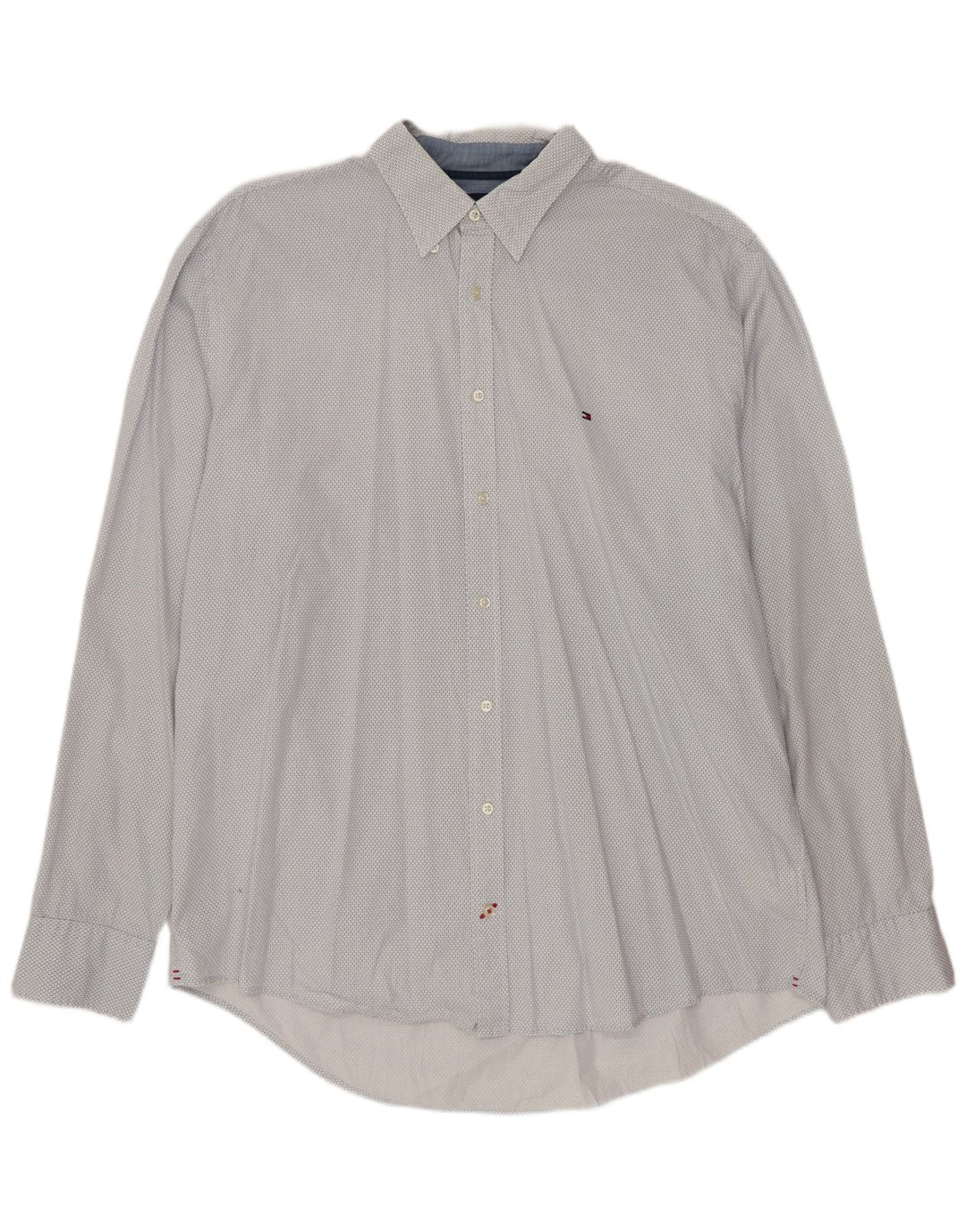 TOMMY HILFIGER Camicia da uomo vestibilità regolare XL cotone geometrico bianco