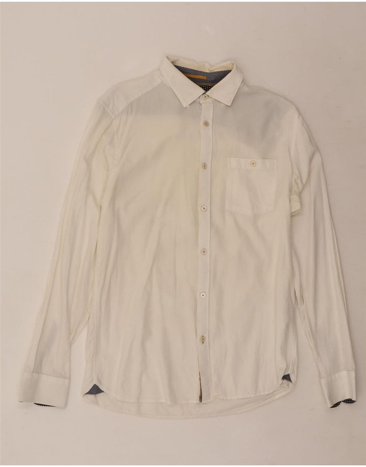 Camicia da uomo Ted Baker taglia 3 cotone bianco medio