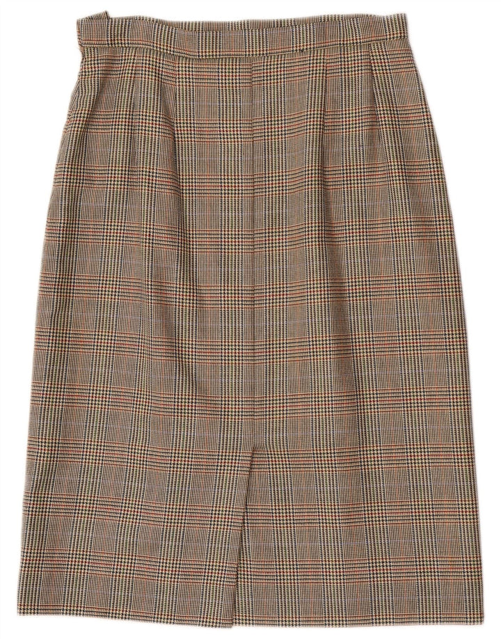 Gonna dritta da donna Aquascutum W32 grande pied de poule marrone