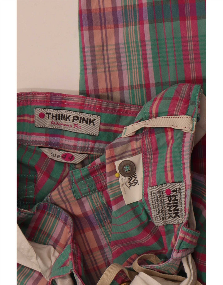 Pantaloni Capri da donna Think Pink IT 44 Medium W28 L21 a quadri multicolore