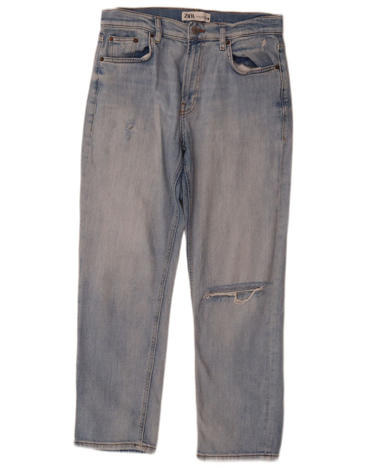 Jeans dritti effetto invecchiato da donna Zara EU 40 medio W30 L27 cotone blu