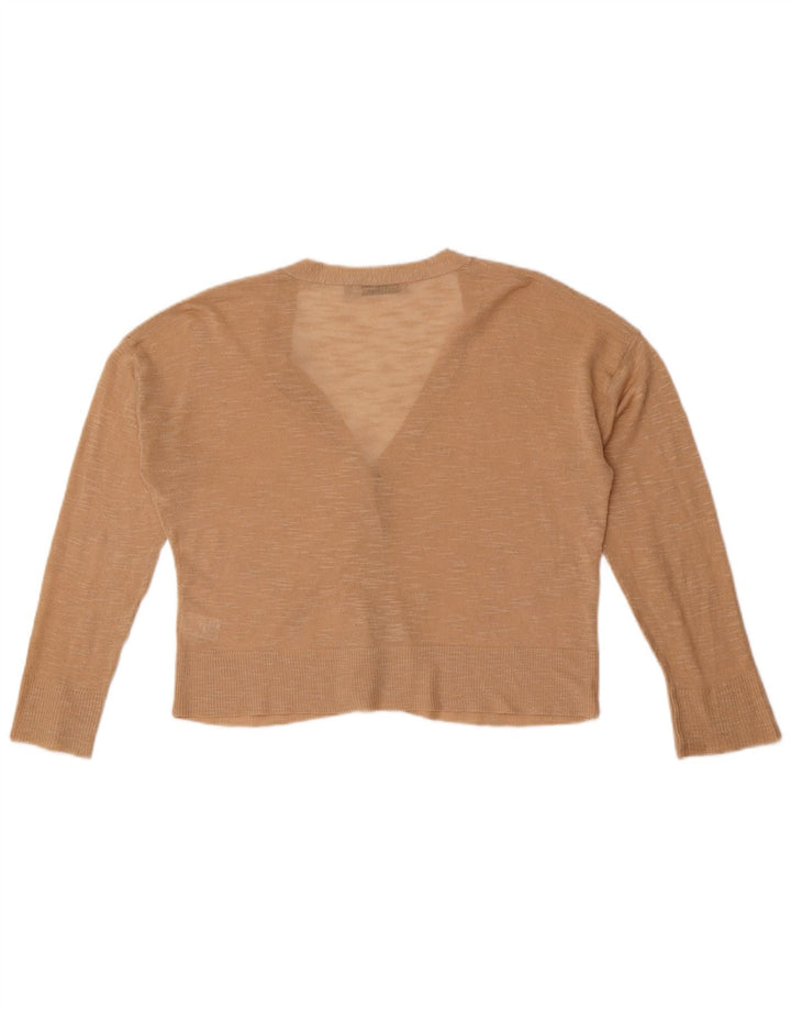 Maglione cardigan corto da donna Oasis UK 14 Viscosa screziata beige medio