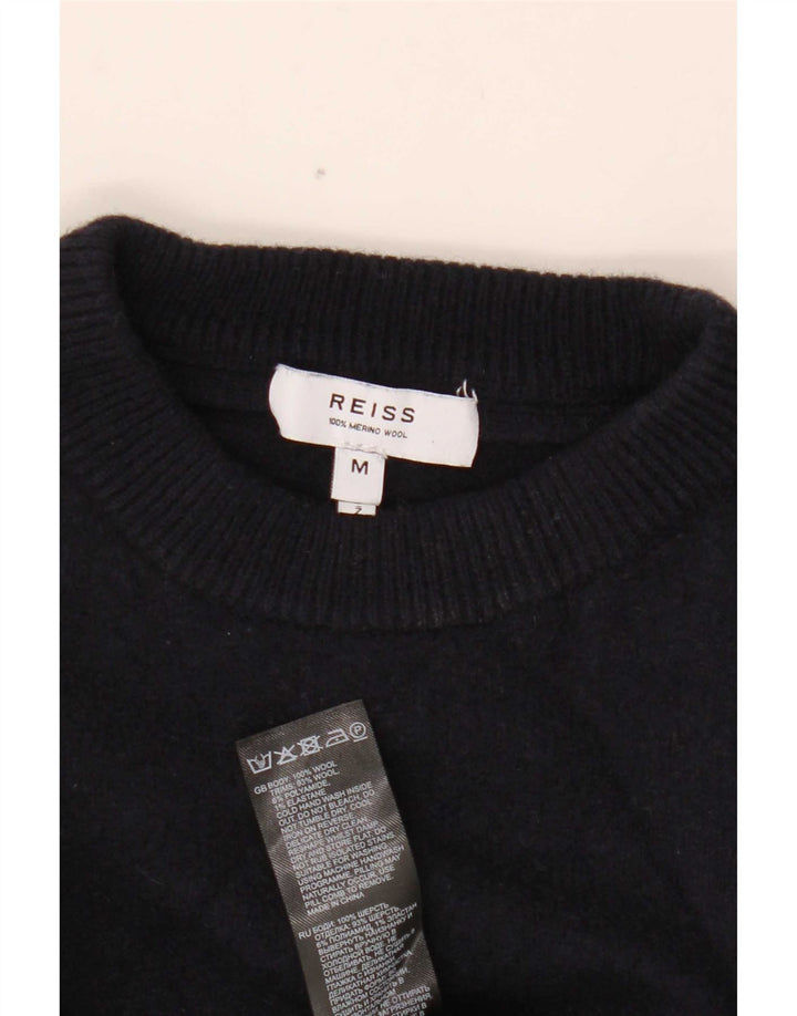 Maglione da uomo girocollo Reiss in lana color block medio blu navy