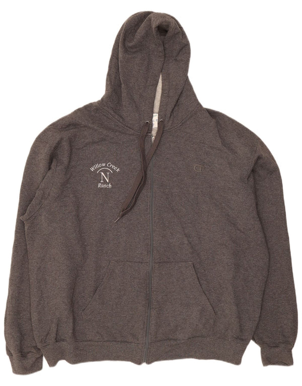 Maglione con cappuccio e zip da uomo Champion 2XL cotone grigio