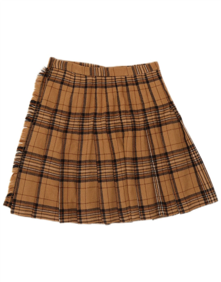 Gonna a portafoglio vintage da donna W26 piccola scozzese marrone