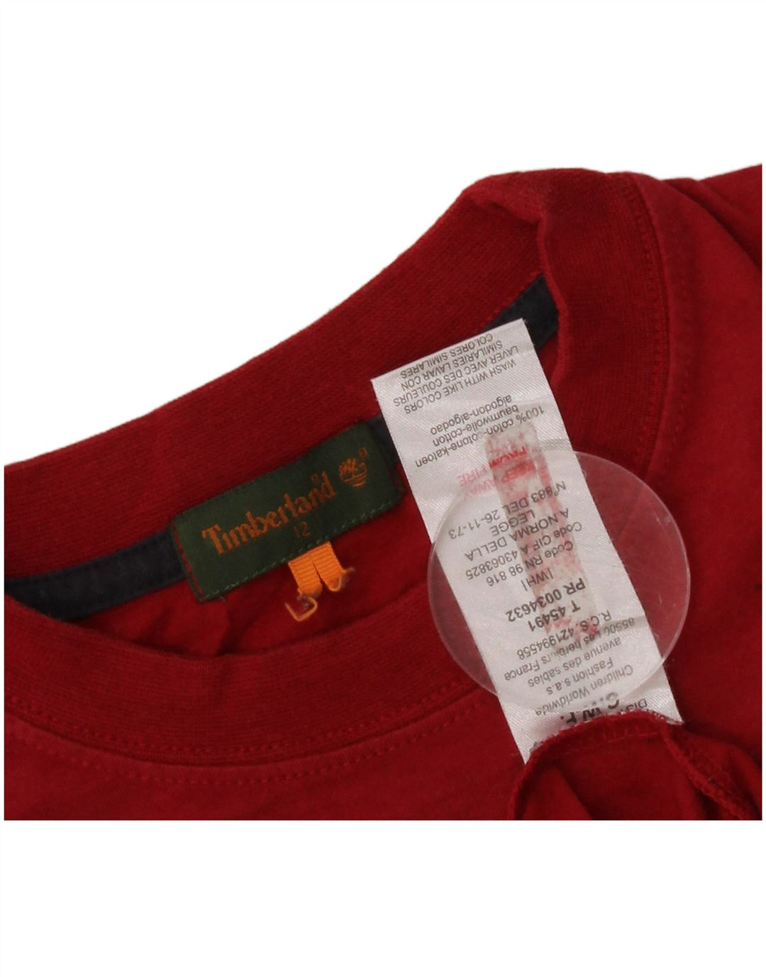 Top grafico da ragazzo Timberland a maniche lunghe 11-12 anni in cotone rosso