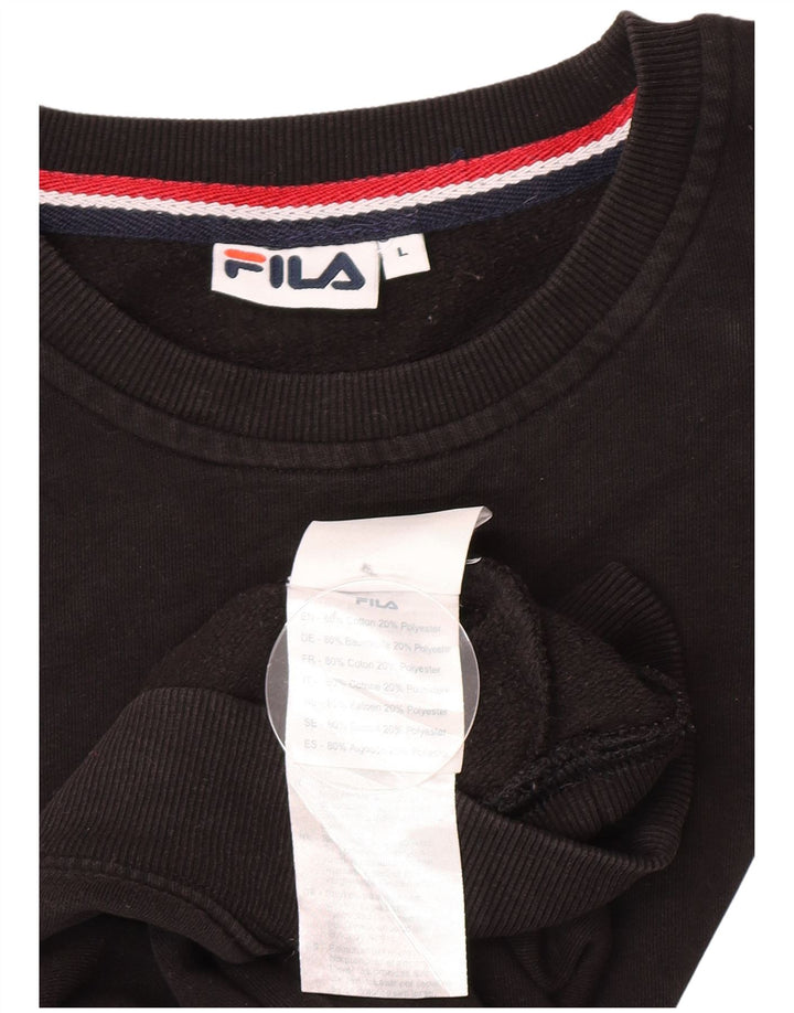 Felpa grafica da uomo Fila Maglione grande cotone nero