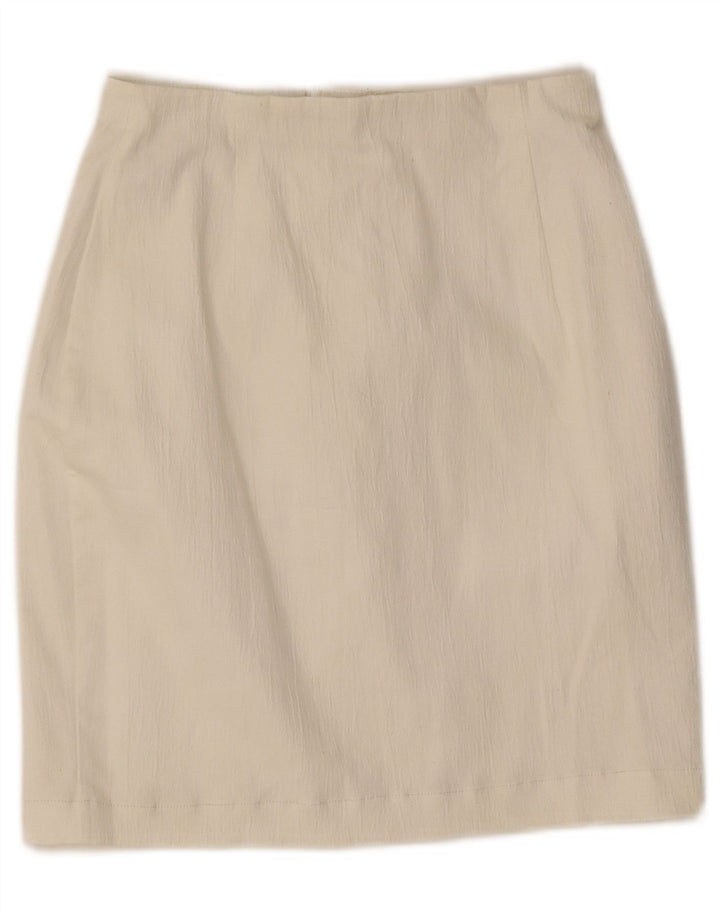 Mini gonna a tubino da donna Marks & Spencer UK 10 piccola W25 poliestere bianco
