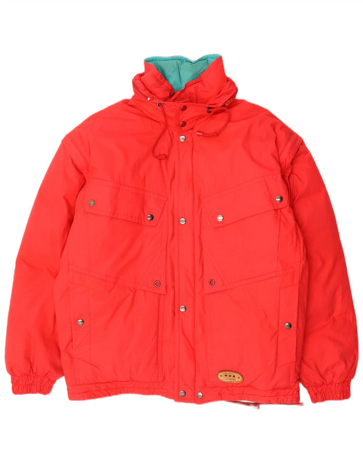 Giacca reversibile con cappuccio vintage da uomo UK 38 medio multicolore invernale