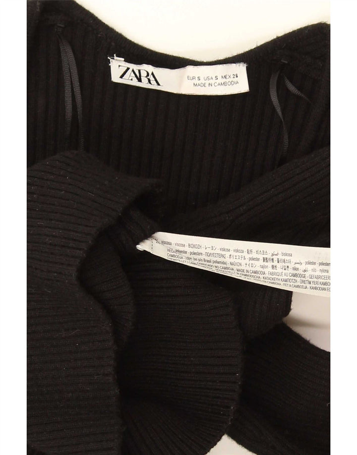 Top corto da donna Zara UK 8 piccolo in viscosa nera
