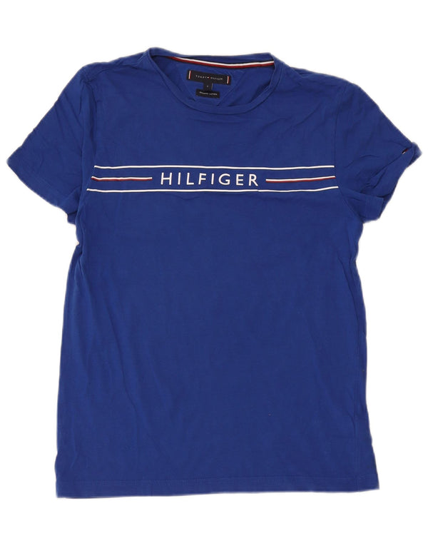 T-shirt grafica da uomo Tommy Hilfiger Top piccola in cotone blu