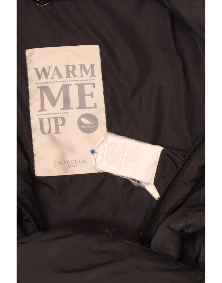 Cappotto imbottito sportivo da donna Marella UK 14 grande nero in poliammide