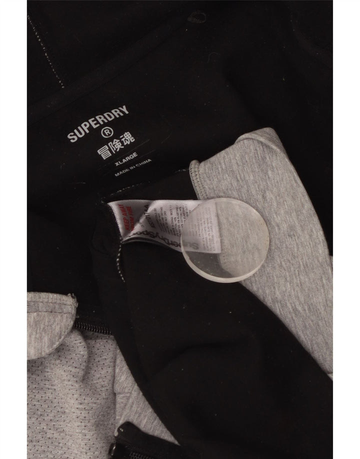 Maglione con cappuccio e zip grafica da uomo SUPERDRY XL in cotone grigio