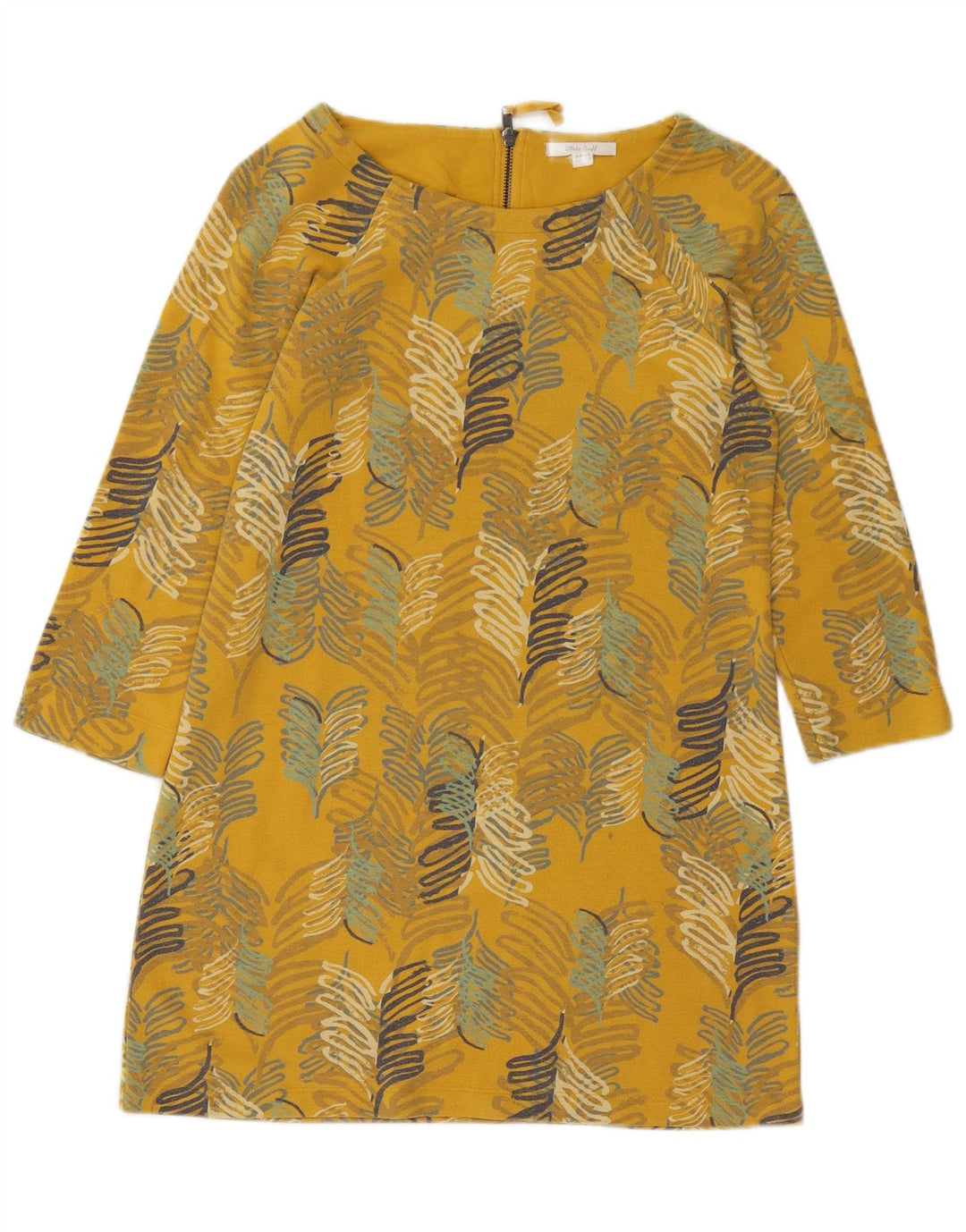 WHITE STUFF Abito a trapezio da donna con maniche a 3/4 UK 10 Piccolo cotone floreale giallo