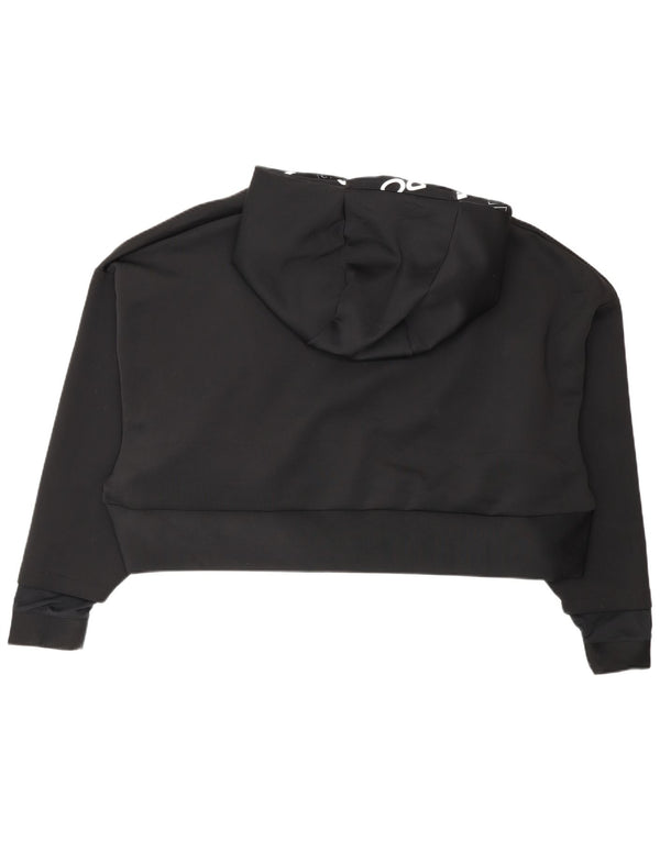 Felpa con cappuccio Nike Dri Fit Crop da donna UK 14 2XL Sport in poliestere nero