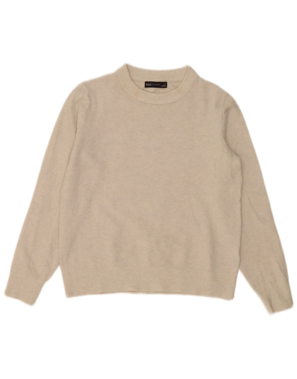 Marks & Spencer Womens Crew Neck Jumper Sweater UK 10 Small Beige Flecked