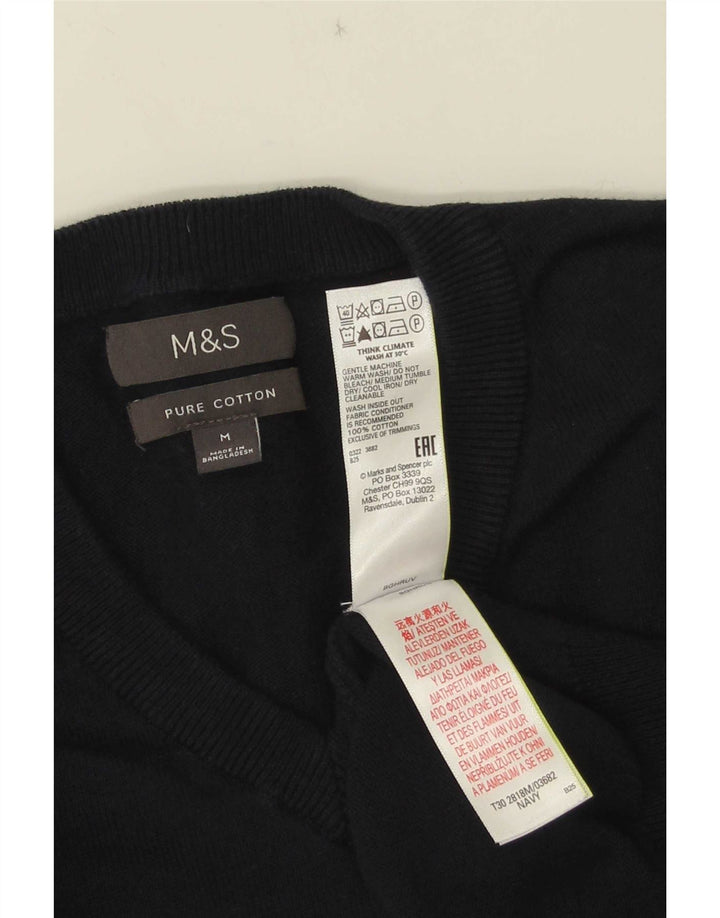 Maglione da uomo con scollo a V Marks & Spencer in cotone blu navy medio