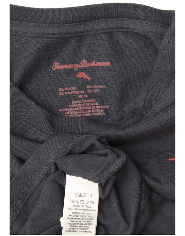 TOMMY BAHAMA Boys Top Long Sleeve 15-16 Years Navy Blue Cotton