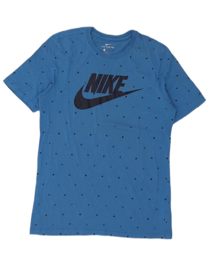 T-shirt grafica Nike da uomo con taglio atletico, top in cotone maculato blu medio