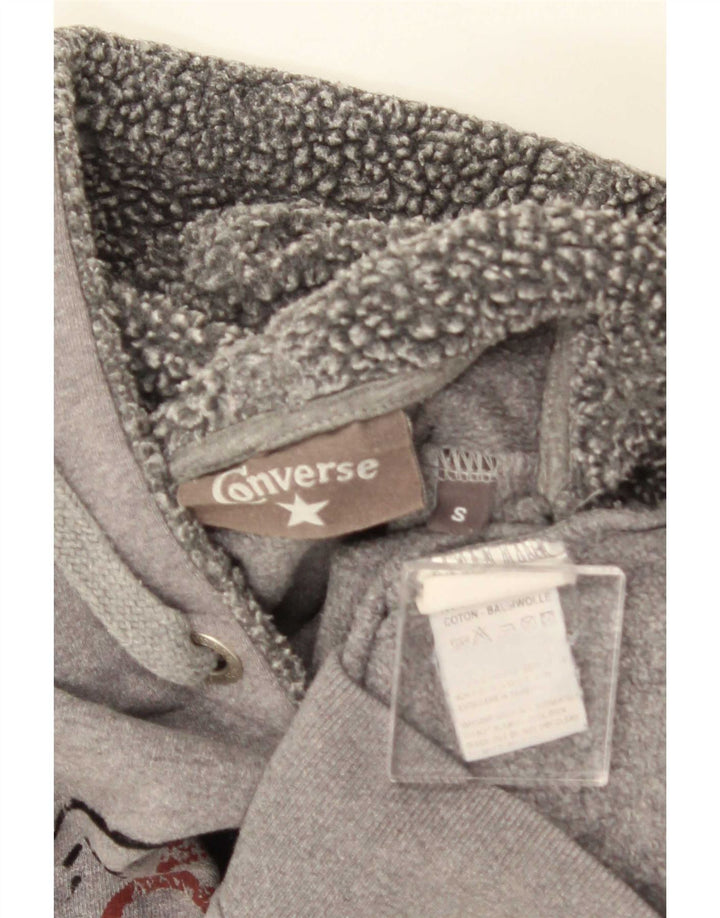 Maglione con cappuccio grafico Converse da uomo Chuck Taylor piccolo in cotone grigio