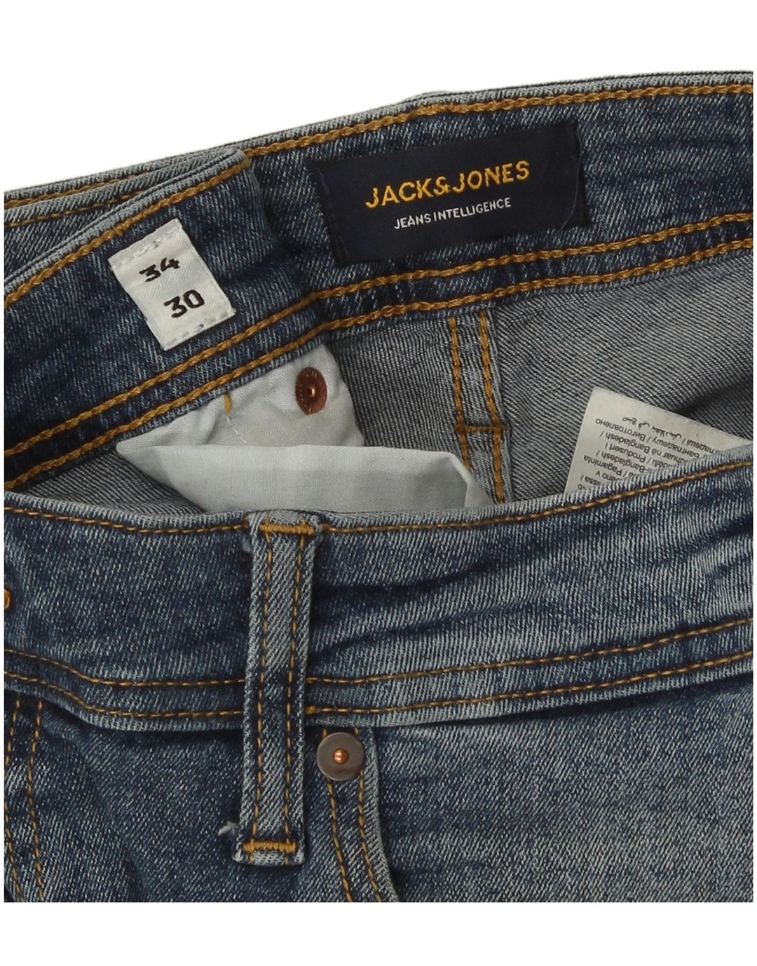 Jack & Jones Uomo GLENN Slim Jeans W34 L30 Cotone Blu