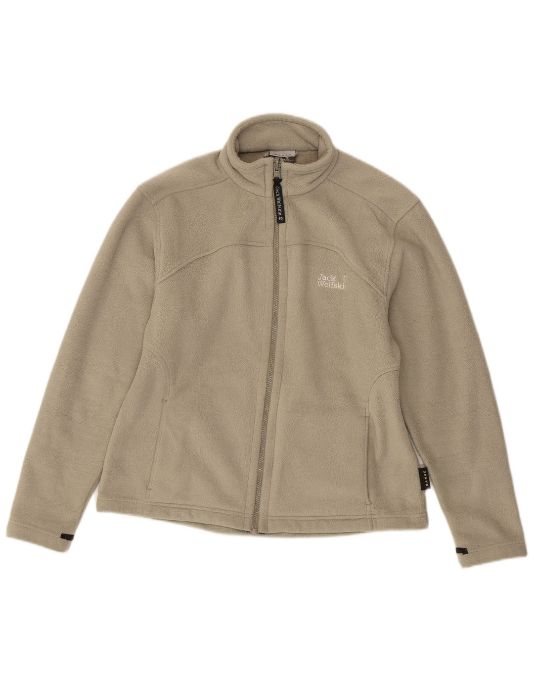 Giacca in pile grafica da donna Jack Wolfskin UK 12 Poliestere grigio medio