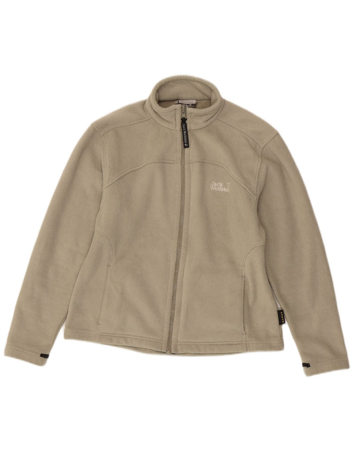 Giacca in pile grafica da donna Jack Wolfskin UK 12 Poliestere grigio medio