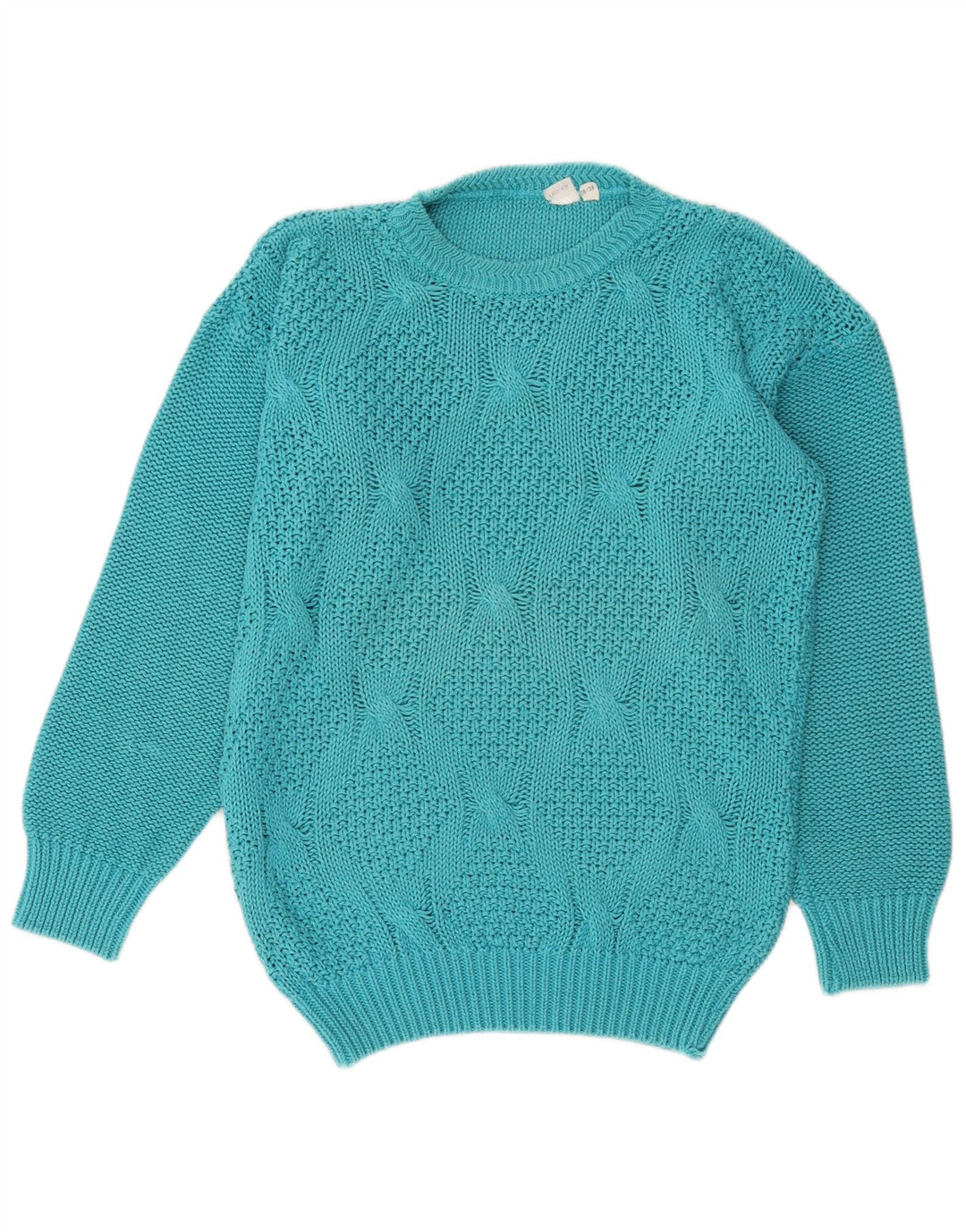 Maglione maglione girocollo da donna vintage EU 36/38 cotone blu medio