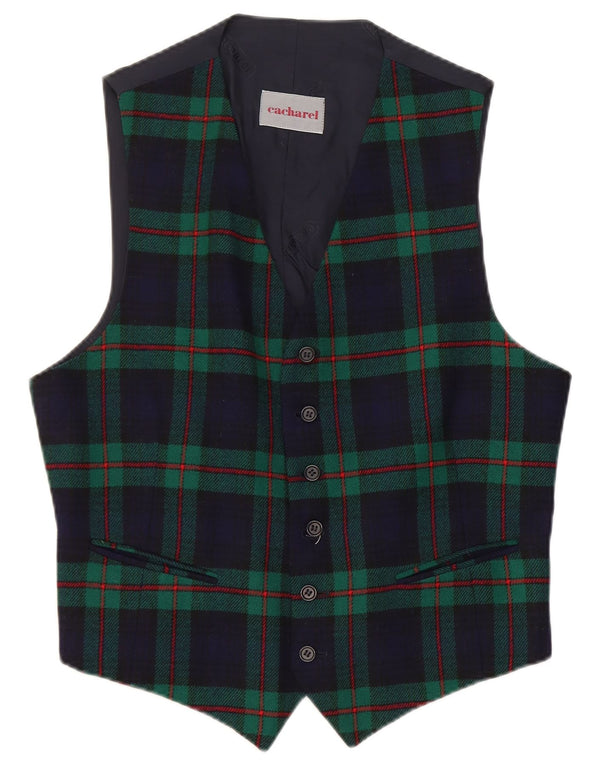 Gilet Uomo Cacharel IT 50 Medio Lana a quadri Blu Navy