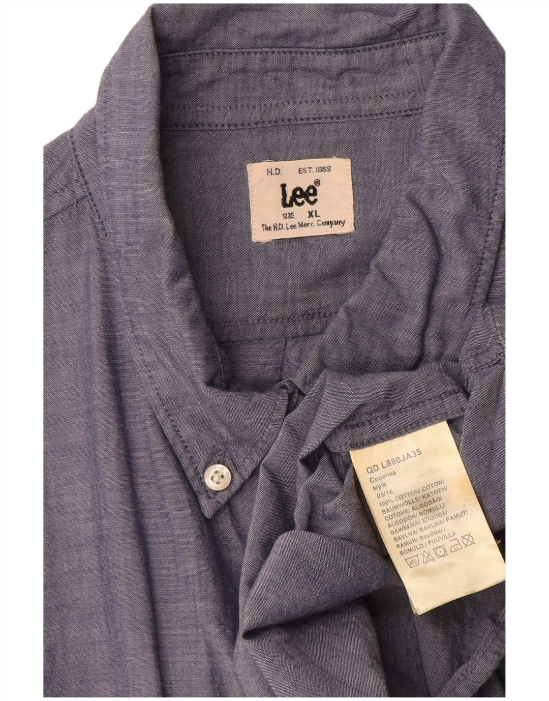 Camicia da uomo Lee XL in cotone blu navy