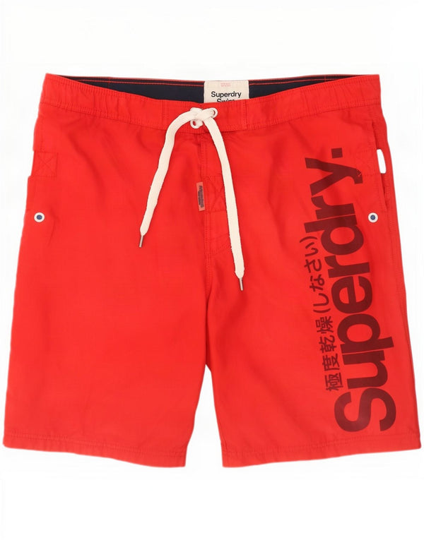 Pantaloncini da bagno grafici da uomo Superdry XL rosso poliestere