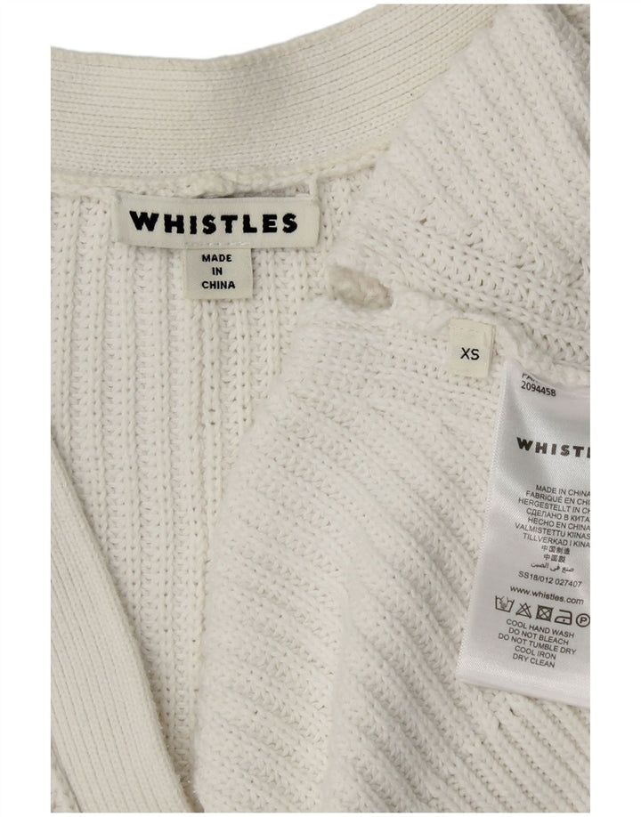 WHISTLES Maglione cardigan aperto corto oversize da donna UK 6 XS Cotone bianco