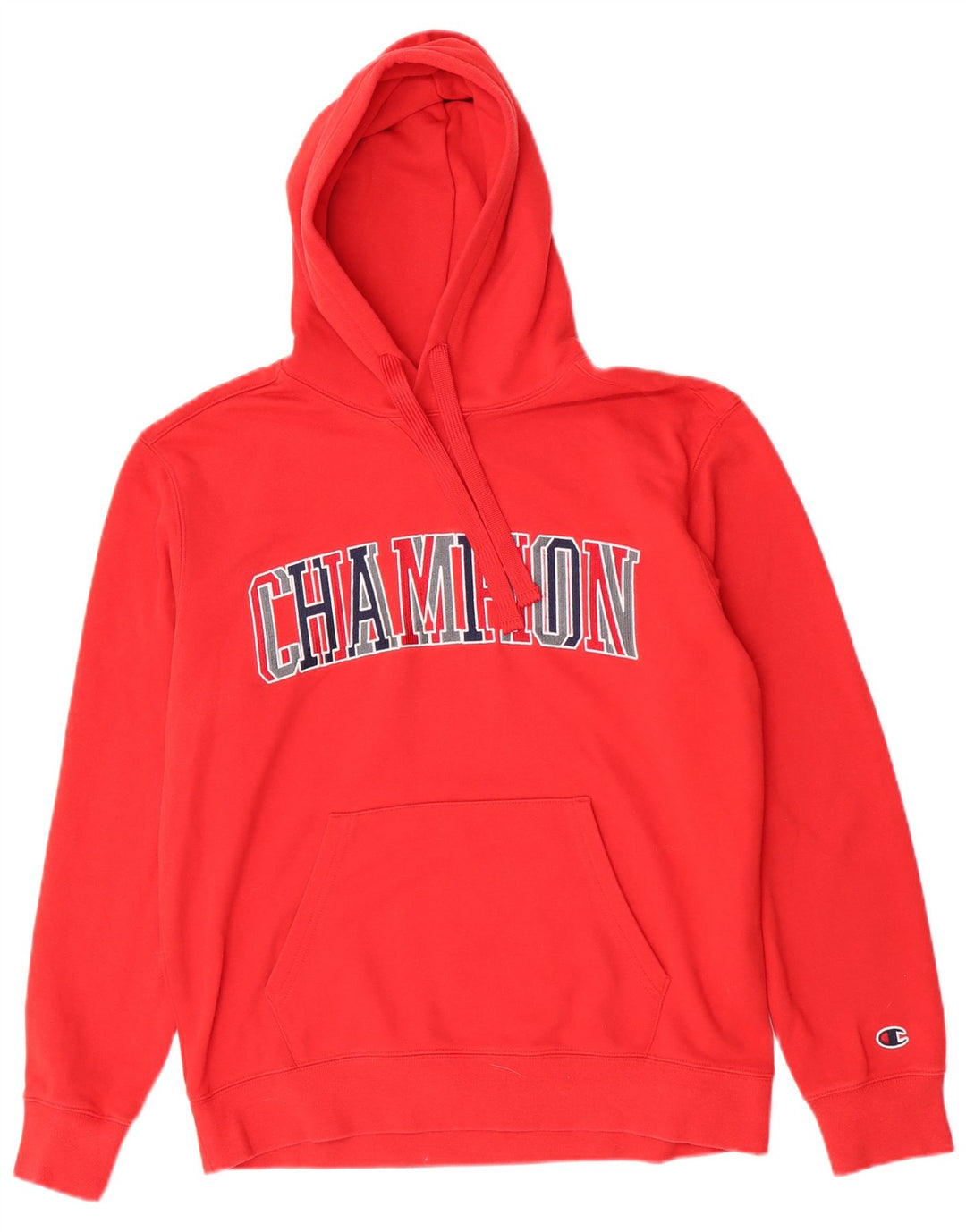 Maglione con cappuccio grafico da uomo Champion in cotone rosso medio