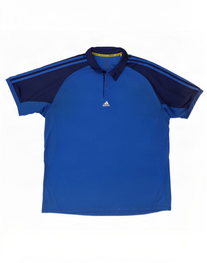 Polo Adidas Climacool da uomo XL blu in poliestere color block