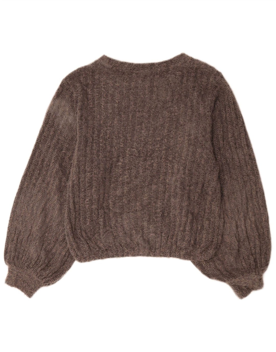 Maglione corto con scollo a barca da donna Zara UK 14 Poliestere grigio medio