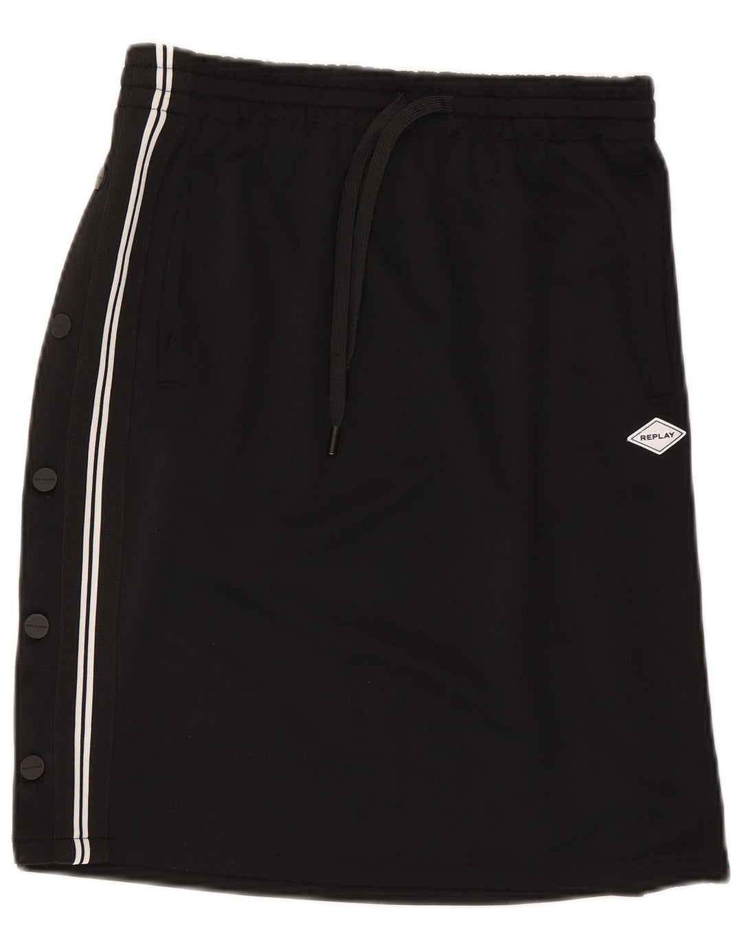 Gonna grafica da donna Replay piccola W27 sportiva in poliestere nero