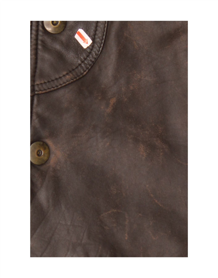 MARCOS Cappotto in Pelle da Uomo IT 50 Large in Pelle Marrone