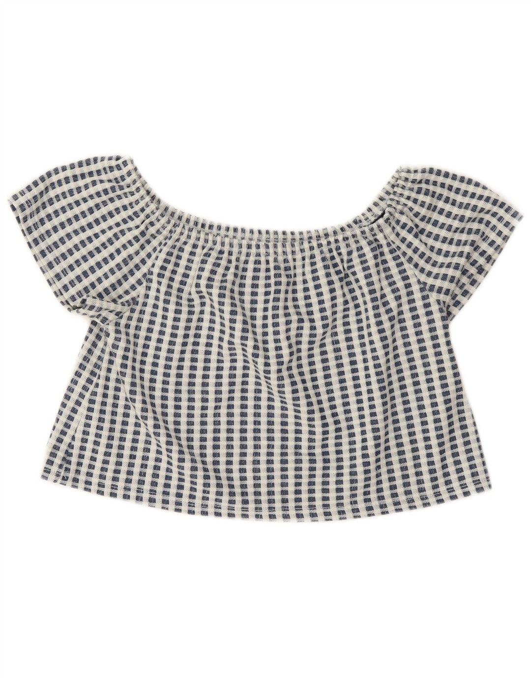 Top corto Zara Trafaluc da donna UK 10 piccolo poliestere a quadri blu