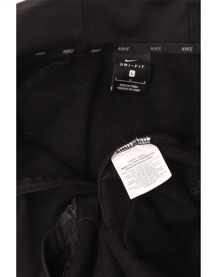 NIKE Felpa con cappuccio e zip Dri Fit da uomo in poliestere nero medio