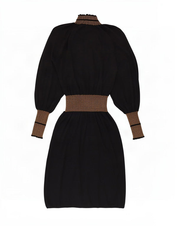 Vestito lungo a maniche lunghe da donna Zara UK 12 Viscosa color block medio nero