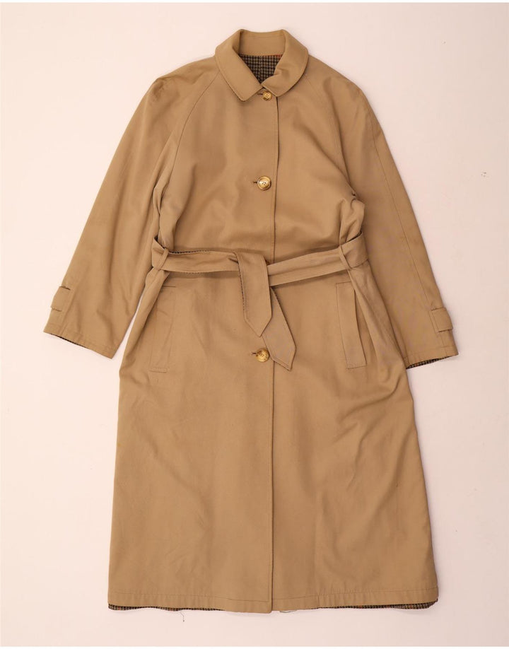 Soprabito reversibile da donna vintage UK 14 cotone a quadri beige medio