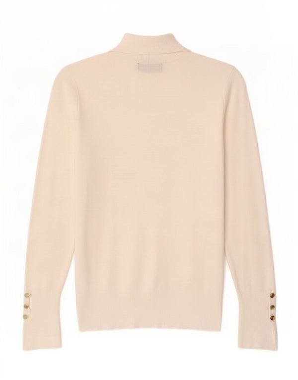 Maglione maglione a collo alto da donna Zara UK 8 piccolo in viscosa bianca